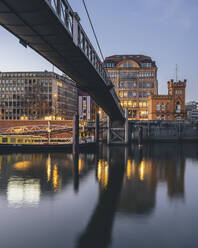 Germany, Hamburg, Bridge in front of historic Haus der Seefahrt building - KEBF02461