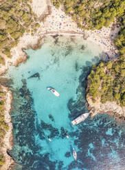 Spain, Balearic Islands, Menorca, Aerial view of Cala Turqueta beach - SMAF02356