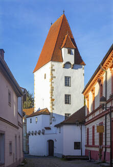 Tschechische Republik, Südböhmische Region, Ceske Budejovice, Außenansicht des Rabenstejn-Turms - WWF06241