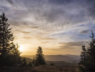 Germany, Bavaria, View of Bavarian Forest at sunrise - HUSF00328