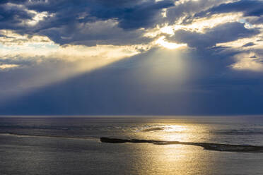 France, Nouvelle-Aquitaine, Arcachon Bay at cloudy sunset - WDF07139