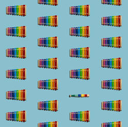 Muster aus bunten Xylophonen mit einzelner Flöte - GIOF15683