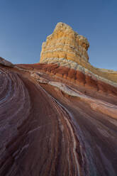 Natural rough rocky formations of brown and white colors in Vermillion Cliffs National Monument in Arizona state - ADSF41284
