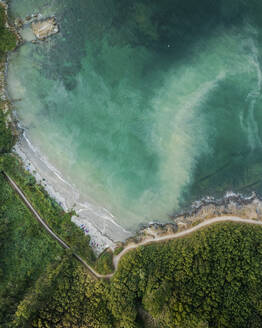 Aerial view of Blackmore beach, Cornwall, United Kingdom. - AAEF16854