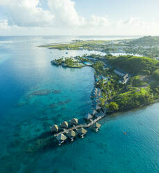 Aerial view of a luxury hotel and resort in Tahiti, French Polynesia. - AAEF16963