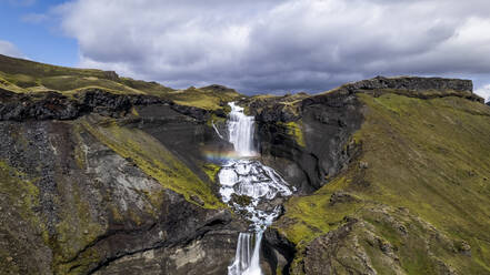 Aerial view of Ofaerufoss waterfall, Iceland. - AAEF17029