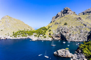 Aerial view of Balearic islands under blue sky - AMF09673