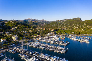 Aerial view of boats at Port d'Andratx, Balearic Islands, Spain - AMF09684