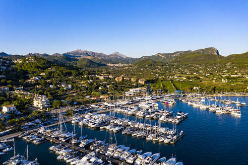 Aerial view of boats at Port d'Andratx, Balearic Islands, Spain - AMF09684