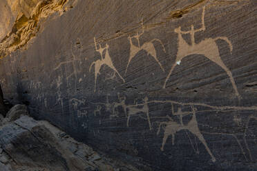 Saudi-Arabien, Provinz Najran, Najran, Prähistorische Petroglyphen und Inschriften von Bir Hima - RUNF04763