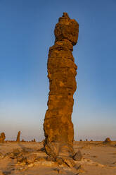 Saudi Arabia, Medina Province, Al Ula, Algharameel pinnacle at dusk - RUNF04813