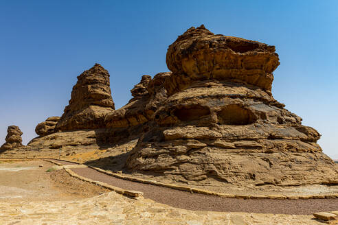 Saudi-Arabien, Provinz Hail, Jubbah, Sandsteinaufschlüsse von Jebel Umm Sanman - RUNF04825