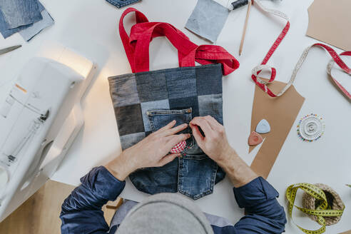Fashion designer stitching pocket on shopping bag - YTF00353