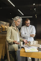 Two colleagues working on project in architect's office together - SEAF01551