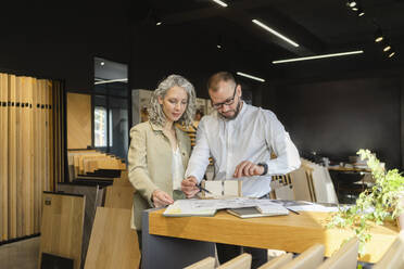 Two colleagues working on project in architect's office together - SEAF01552