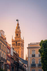 Altes Gebäude der berühmten alten Kathedrale von Sevilla mit hohem Turm und Burg in Andalusien, Spanien - ADSF42302