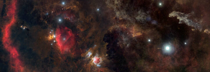 Panoramablick auf Orion, Pferdekopf, Barnards Loop, Flaming Star und Witch Head Nebel - THGF00093