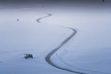 Road winding through heavy snow in Pyrenees - JAQF01131