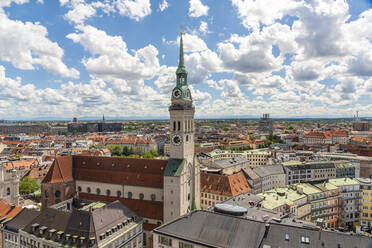 Germany, Munich, Clouds floating over St. Peters Church - TAMF03852