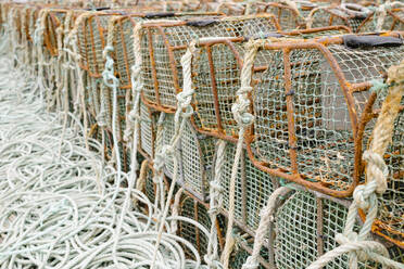 Commercial fishing nets at Fisherman's Terminal, Seattle, USA