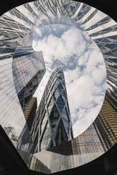 France, Ile-de-France, Paris, Low angle view of modern skyscraper in La Defense district - MMPF00644