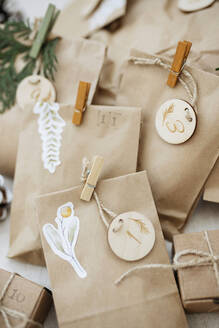 Paper bags with numbered Labels prepared for advent calendar - SSYF00025