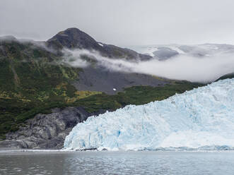 Ein Blick auf den Aialik-Gletscher, der vom Harding-Eisfeld kommt, Kenai Fjords National Park, Alaska, Vereinigte Staaten von Amerika, Nordamerika - RHPLF23420