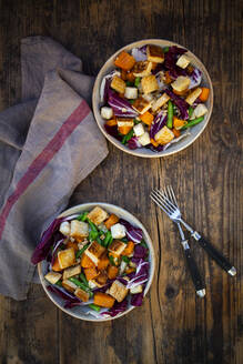 Two bowls of ready-to-eat vegan salad - LVF09269