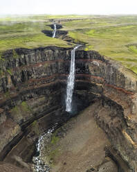Aerial view of Hengifoss waterfall in Iceland. - AAEF17292