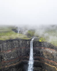 Aerial view of Hengifoss waterfall in Iceland. - AAEF17293