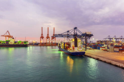Container ships at illuminated dock - THAF03193
