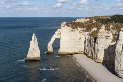 Porte d'Aval rock and beach on sunny day - CHPF00861