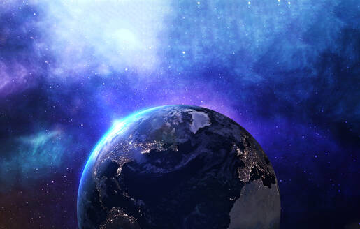 Three dimensional render of planet Earth floating in outer space - MSMF00024