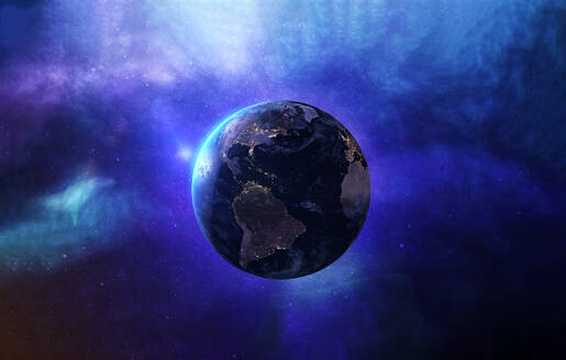 Dreidimensionales Rendering des im Weltraum schwebenden Planeten Erde - MSMF00025