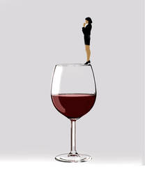 Businesswoman drinking from large wine glass with straw stock photo  (213501) - YouWorkForThem