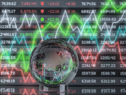 Reflection of data and graph on globe - ABRF01048