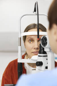 Patient undergoing vision diagnostics test at clinic - SANF00044