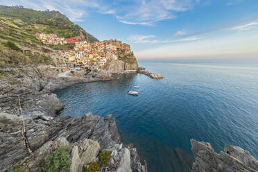 Italy, Liguria, Manarola, View of historic village along Cinque Terre - FOF13476