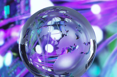 Map design on glass globe - ABRF01065