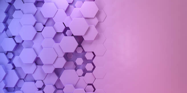Three dimensional render of purple colored hexagons - MSMF00031
