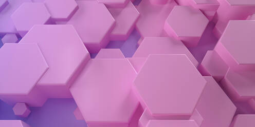 Three dimensional render of pink colored hexagons - MSMF00032