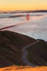 Foggy Sunrise Golden Gate Bridge San Francisco Marin Headlands - CAVF96783