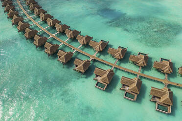 Aerial view of bungalow of a luxury resort in Laccadive Sea, Indian Ocean, Maldives archipelagos. - AAEF17523