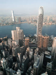 Aerial view of cityscape of Hong Kong island during sunset. - AAEF17565