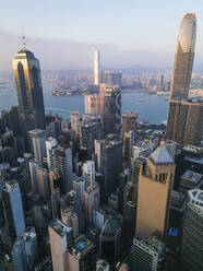 Aerial view of cityscape of Hong Kong island during sunset. - AAEF17568