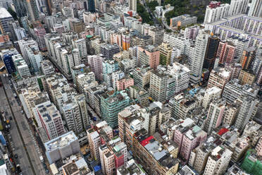 Aerial view of Kowloon residential district skyline in Hong Kong. - AAEF17572