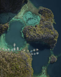 Aerial view of Twin Lagoons on Coron Island, Bayan ng Coron, Palawan, Philippines. - AAEF17783