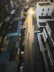 Aerial view of houses in a residential district at sunrise in Bangkok, Thailand. - AAEF17849