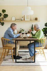 Glückliches Seniorenpaar beim Mittagessen zu Hause - EBSF03095