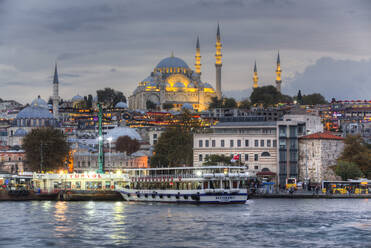 Abend, Süleymaniye-Moschee, gegründet 1550, UNESCO-Weltkulturerbe, Istanbul, Türkei, Europa - RHPLF23795